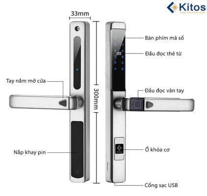 khóa vân tay cửa nhôm kitos al650